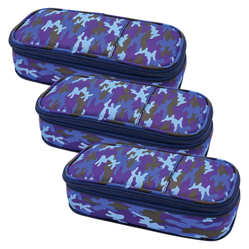 TEACHER CREATED RESOURCES - Blue Camo Pencil Case, Pack of 3