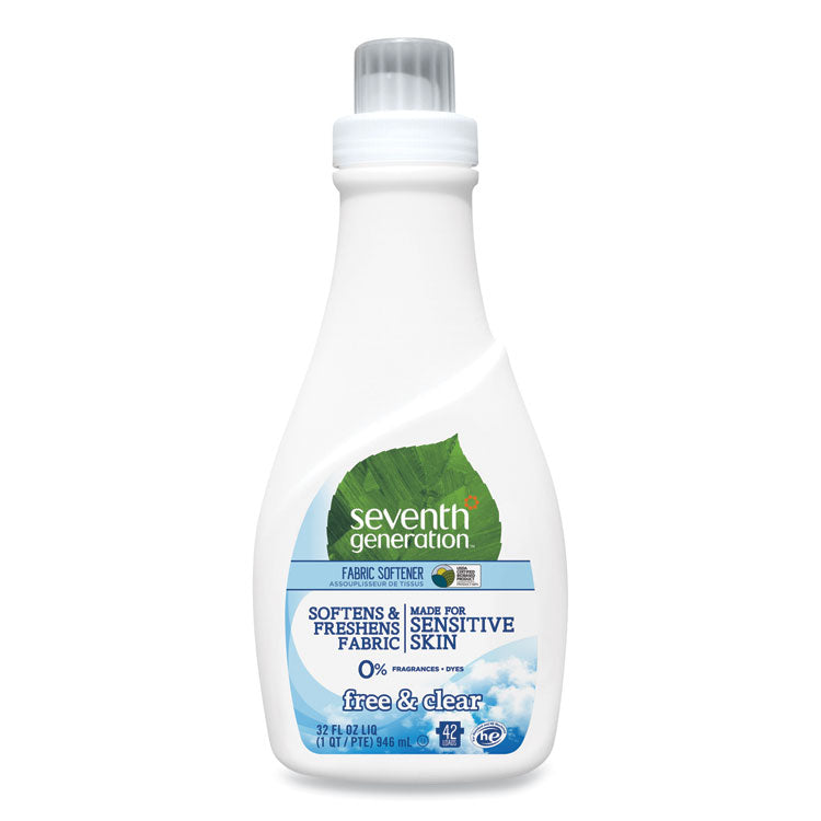 Seventh Generation - Natural Liquid Fabric Softener, Free and Clear, 42 Loads, 32 oz Bottle, 6/Carton
