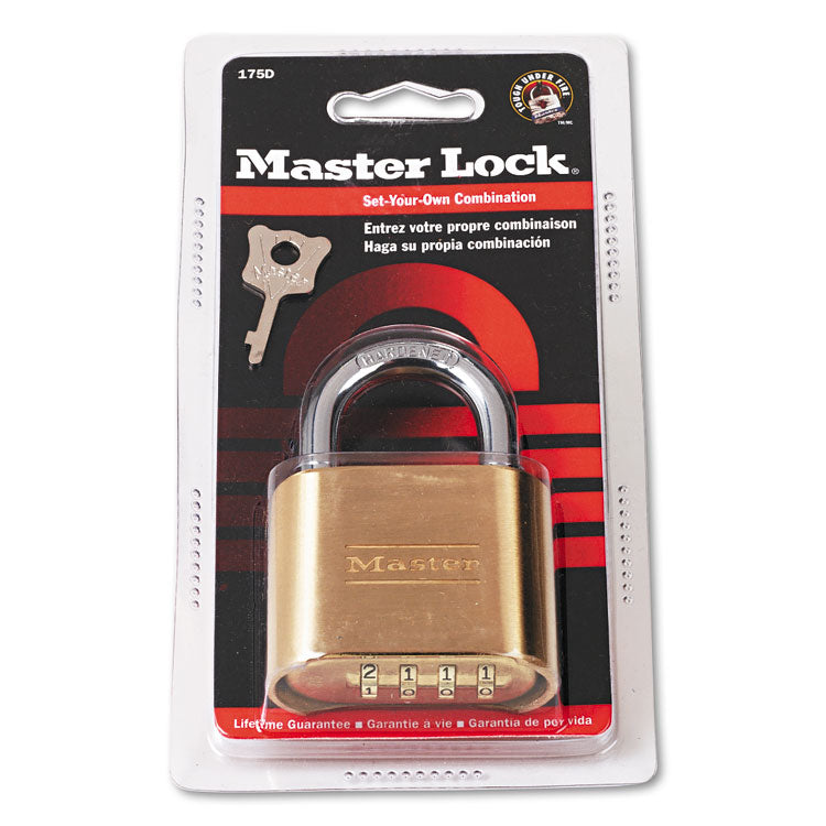 Master Lock - Resettable Combination Padlock, 2" Wide, Brass