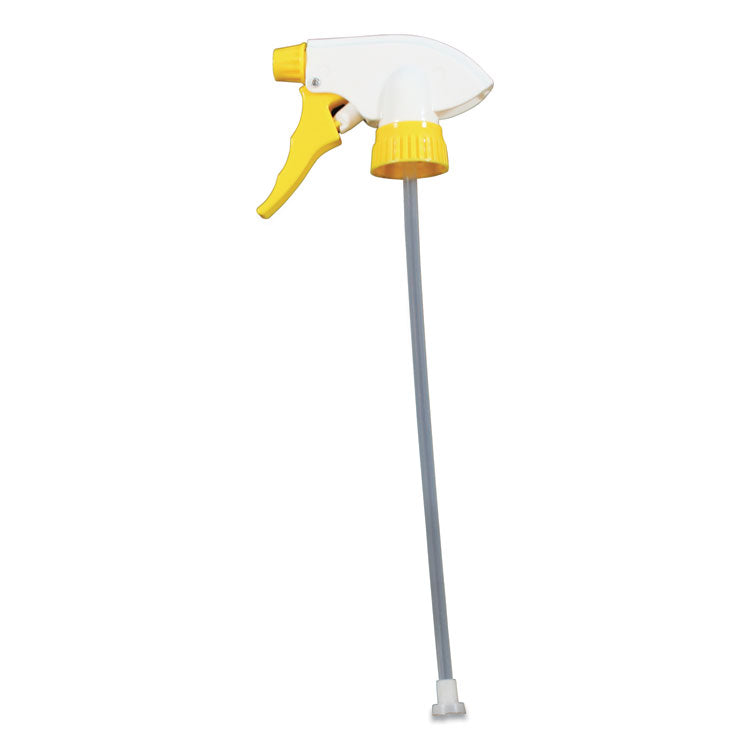 Impact - Chemical Resistant Trigger Sprayer, 9.88" Tube, Fits 32 oz Bottles, Yellow/White, 24/Carton