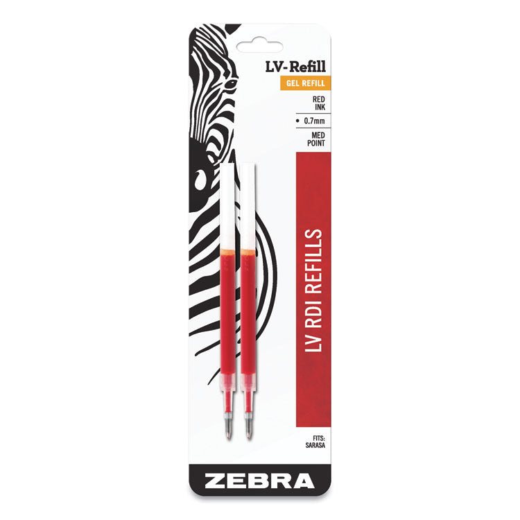 Zebra - JF Refill for Jimnie, Sarasa, ecoSarasa, Orbitz, Z-Grip and GR8 Gel Roller Ball Pens, Medium Conical Tip, Red Ink, 2/Pack