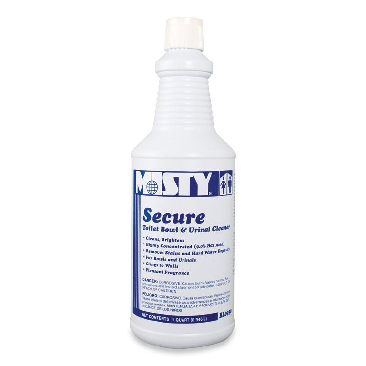 Misty - Secure Hydrochloric Acid Bowl Cleaner, Mint Scent, 32oz Bottle, 12/Carton