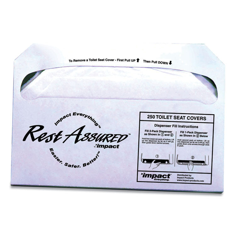 Impact - Rest Assured Seat Covers, 14.25 x 16.85, White, 250/Pack, 20 Packs/Carton