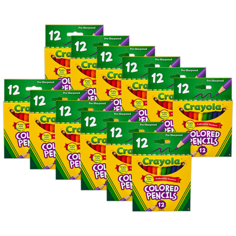 Short Colored Pencils, 12 Per Pack, 12 Packs
