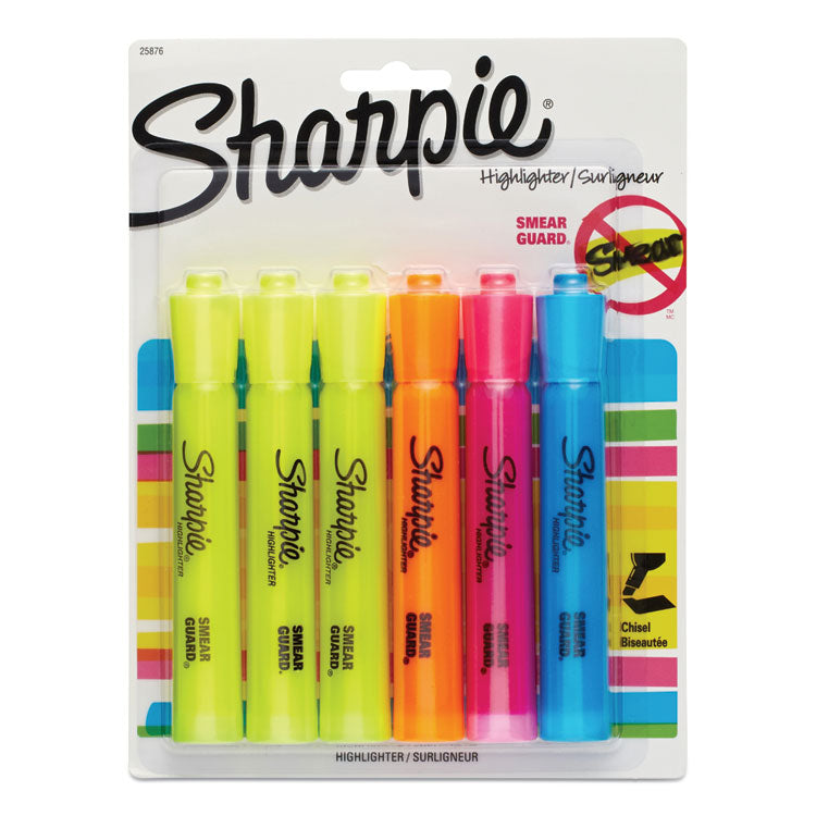 Sharpie - Tank Style Highlighters, Assorted Ink Colors, Chisel Tip, Assorted Barrel Colors, 6/Set