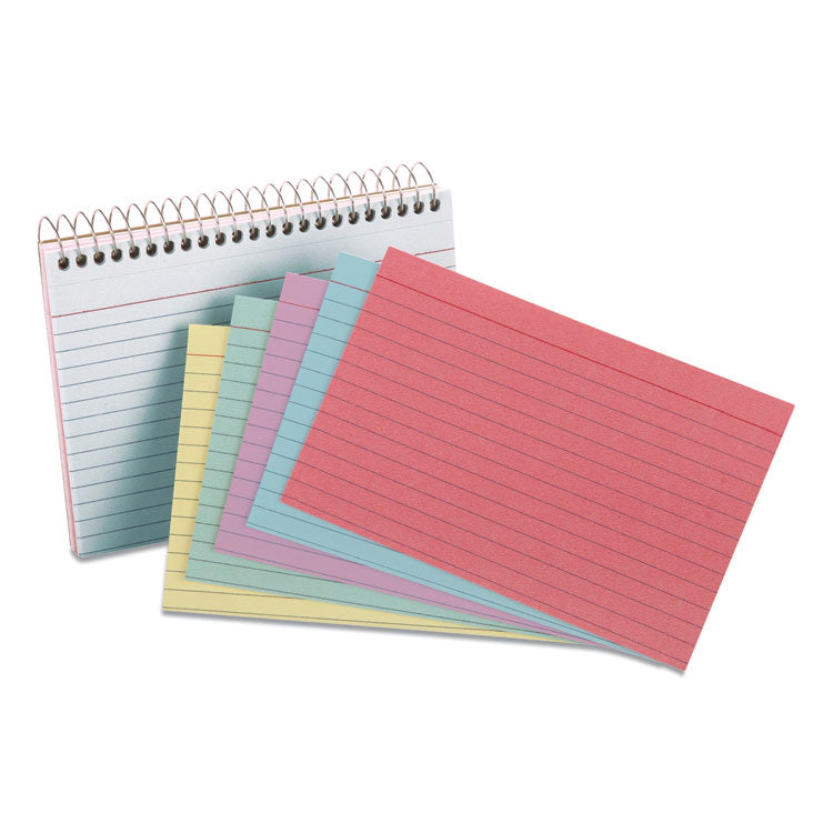 Oxford - Spiral Index Cards, Ruled, 4 x 6, Assorted, 50/Pack