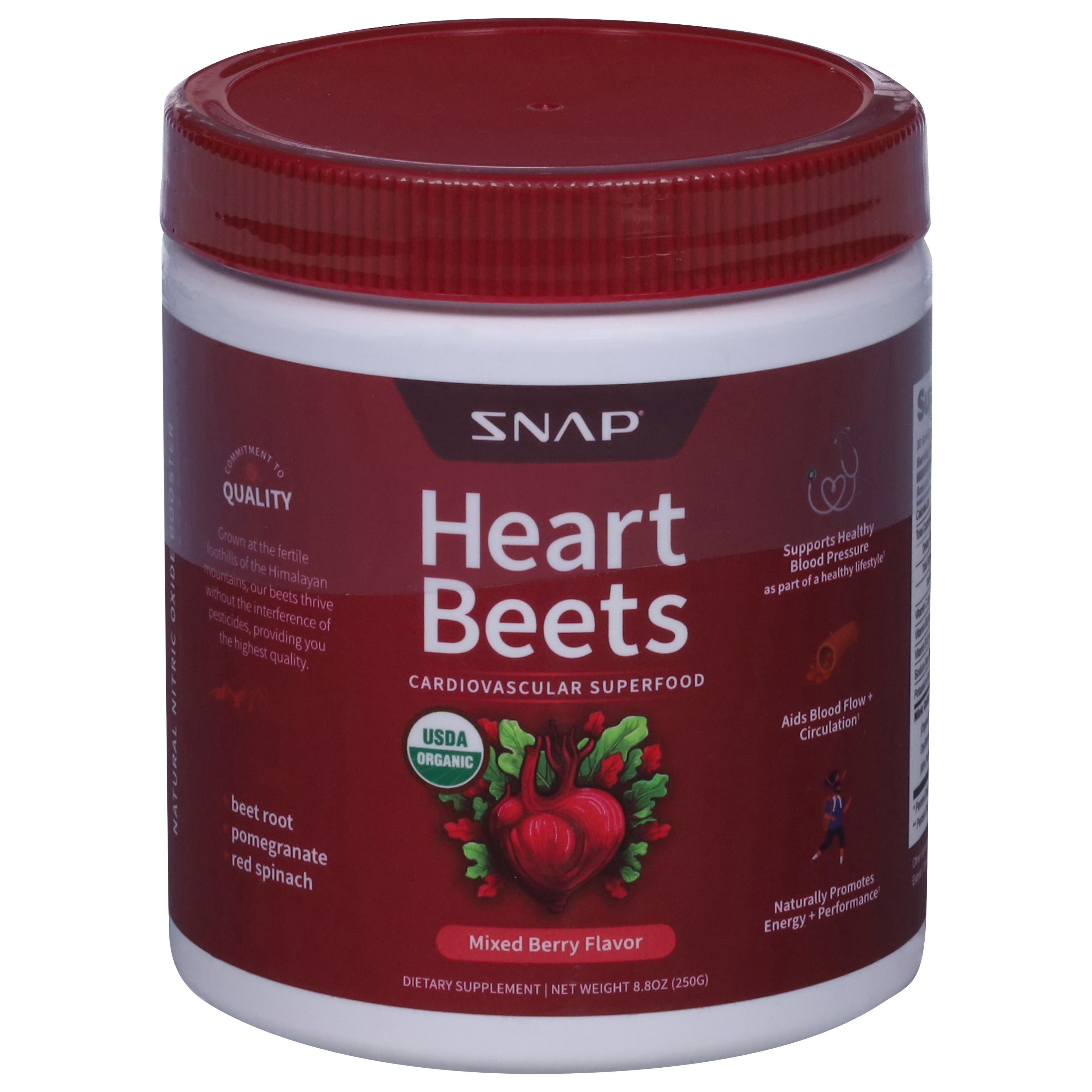 Snap Heart Beets Mixed Berry Flavor Cardiovascular Superfood 8.8 oz - Case of 1
