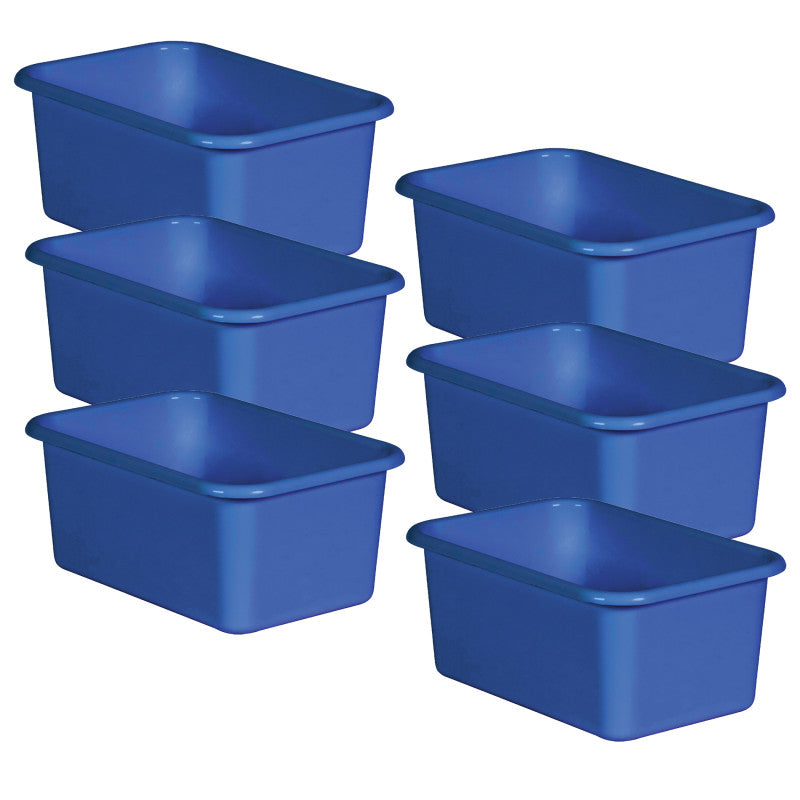 TEACHER CREATED RESOURCES - Blue Small Plastic Storage Bin, Pack of 6