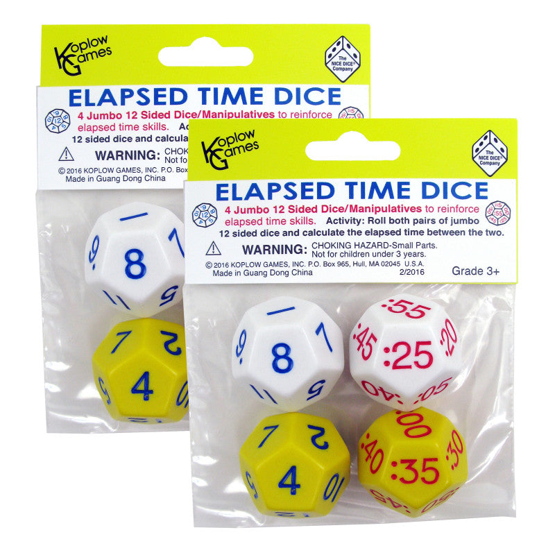 KOPLOW GAMES - Elapsed Time Dice, 2 Pairs Per Pack, 2 Packs