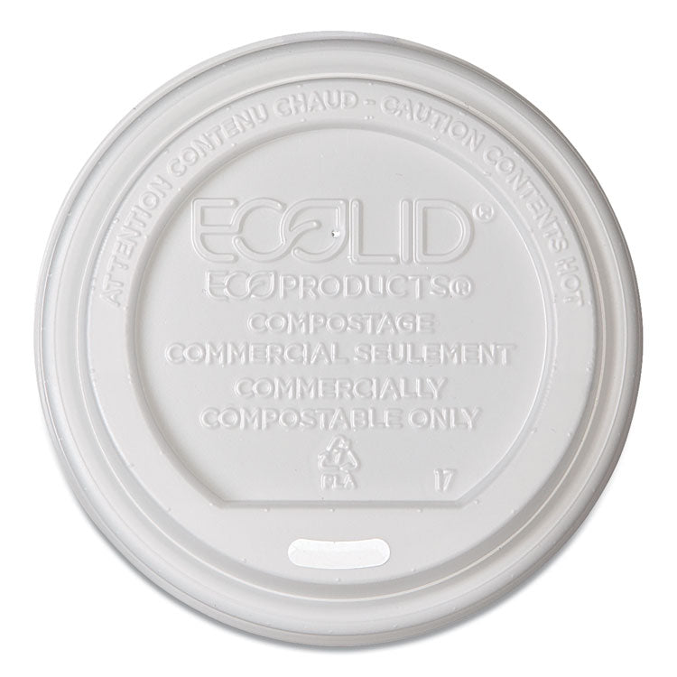 Eco-Products - EcoLid Renewable/Compostable Hot Cup Lids, PLA, Fits 8 oz Hot Cups, 50/Packs, 16 Packs/Carton