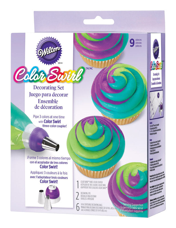 WILTON - Wilton Color Swirl Purple/White Plastic Decorating Set - Case of 3