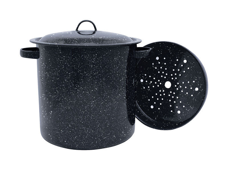 GRANITE - Granite Aluminum Pot 10 in. 15.5 qt Black