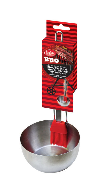 TABLECRAFT - TableCraft BBQ Red/Silver Stainless Steel Brush/Sauce Pan