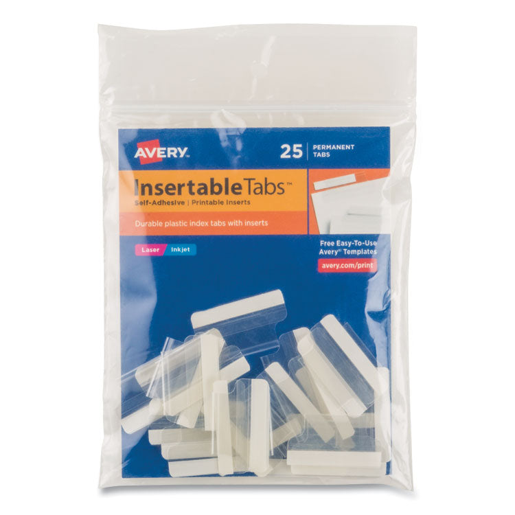 Avery - Insertable Index Tabs with Printable Inserts, 1/5-Cut, Clear, 1" Wide, 25/Pack