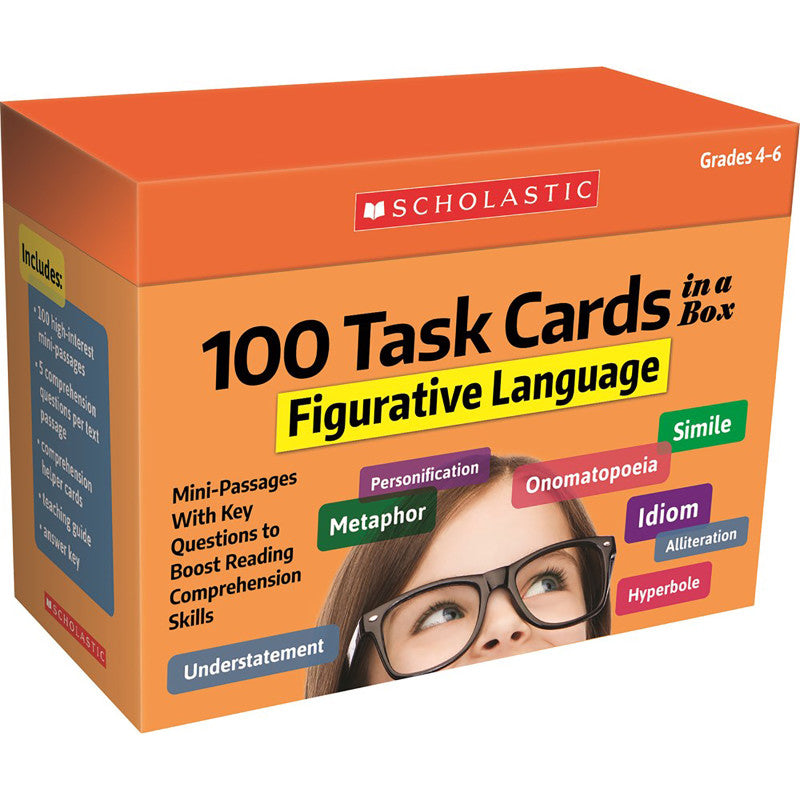 SCHOLASTIC TEACHING SOLUTIONS - 100 Task Cards in a Box: Figurative Language