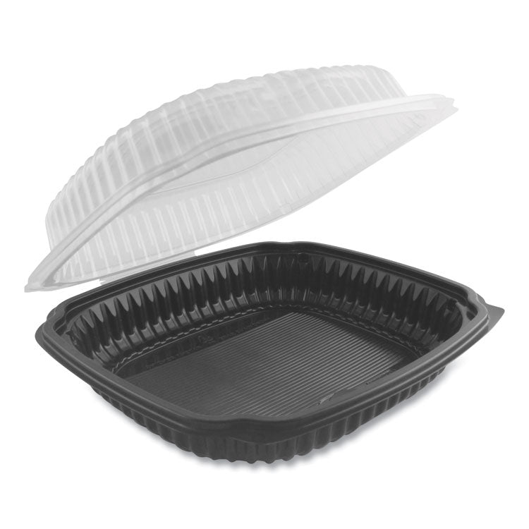 Anchor Packaging - Culinary Lites Microwavable Container, 39 oz, 9 x 9 x 3.01, Clear/Black, Plastic, 100/Carton