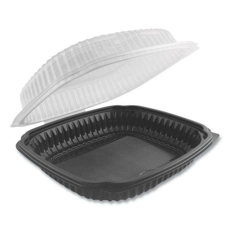 Anchor Packaging - Culinary Lites Microwavable Container, 47.5 oz, 10.56 x 9.98 x 3.18, Clear/Black, Plastic, 100/Carton