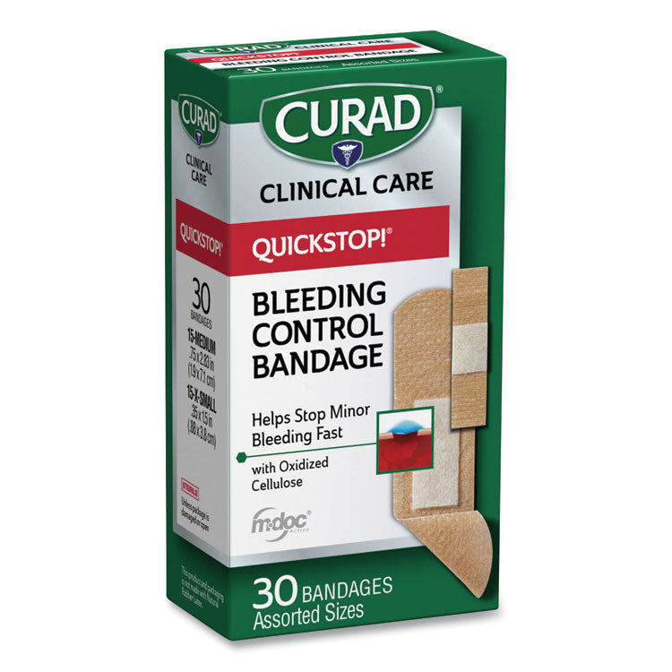 Curad - QuickStop Flex Fabric Bandages, Assorted, 30/Box