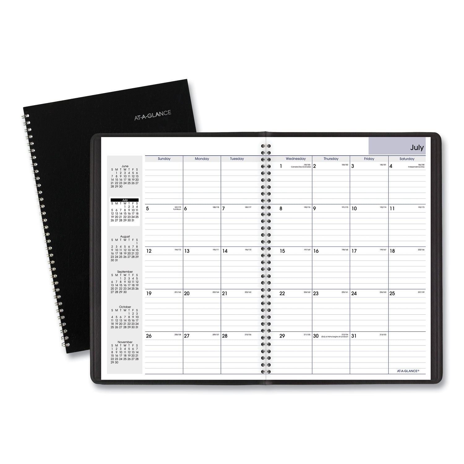 DayMinder Monthly Planner, Academic Year, Ruled Blocks, 12 x 8, Black Cover, 14-Month: July 2025 to Aug 2026