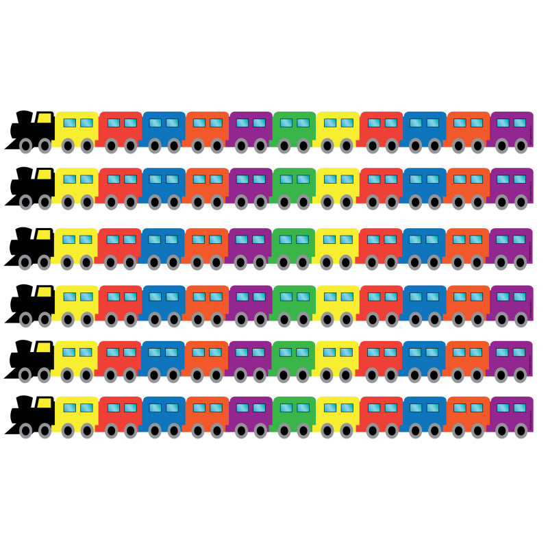 HYGLOSS - Train Die-Cut Border, 12 Strips/36 Feet Per Pack, 6 Packs