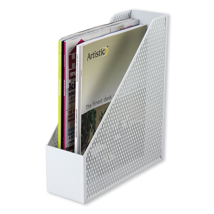 Artistic - Urban Collection Punched Metal Magazine File, 3.5 x 10 x 11.5, White