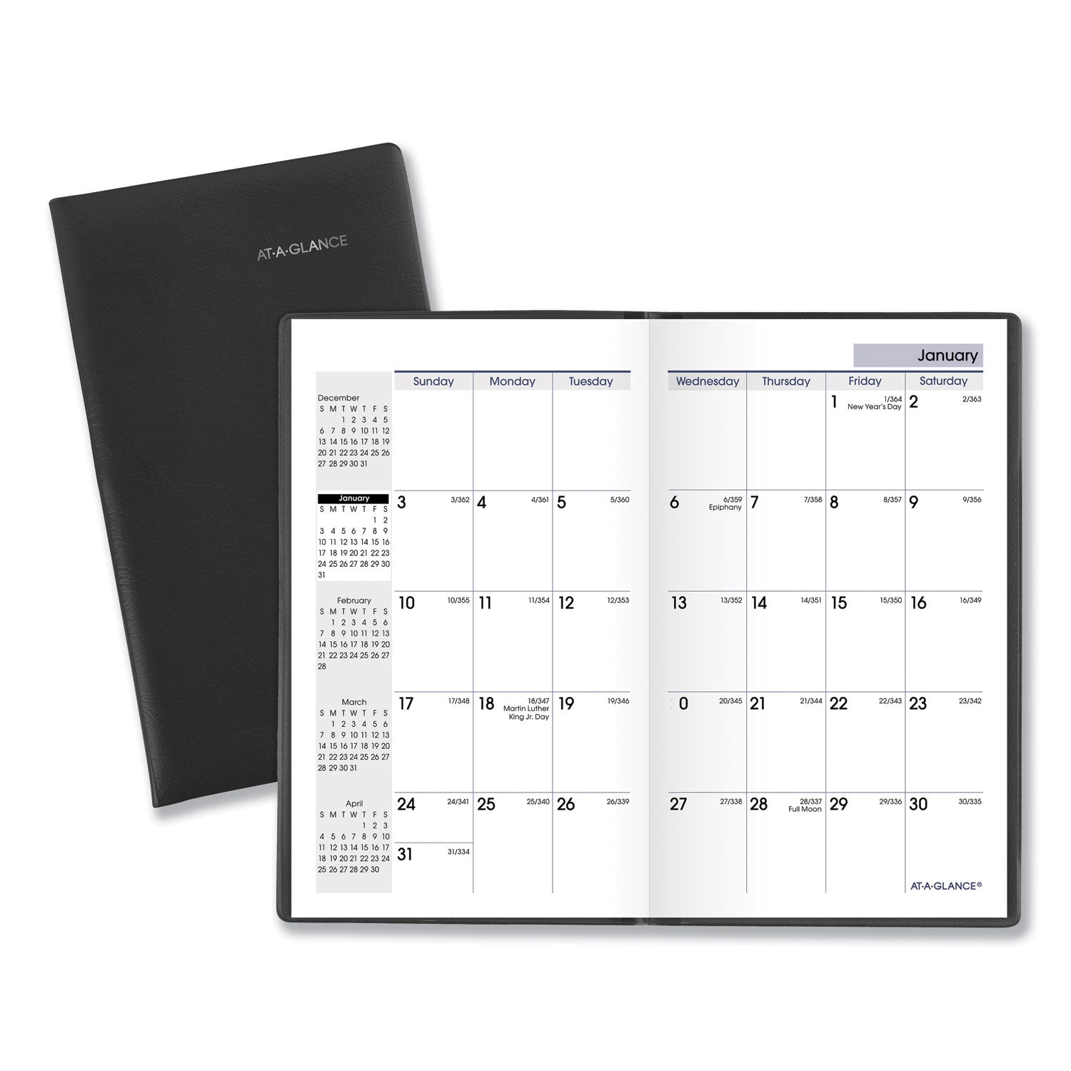 DayMinder Pocket-Sized Monthly Planner, Unruled Blocks, 6 x 3.5, Black Cover, 14-Month: Dec 2025 to Jan 2027