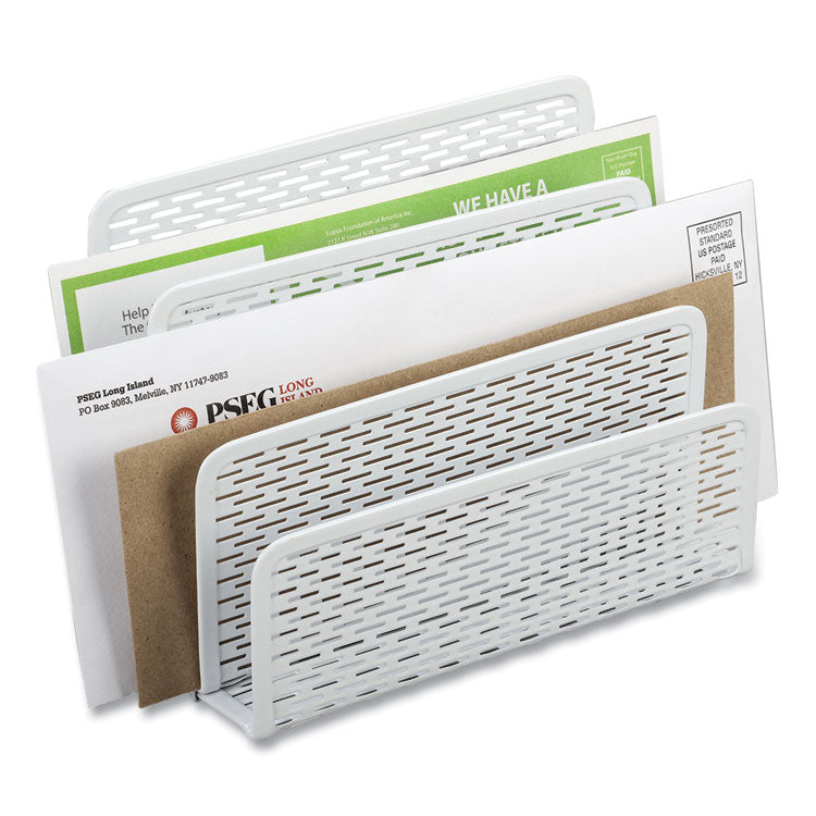 Artistic - Urban Collection Punched Metal Letter Sorter, 3 Sections, DL to A6 Size Files, 6.5" x 3.25" x 5.5", White