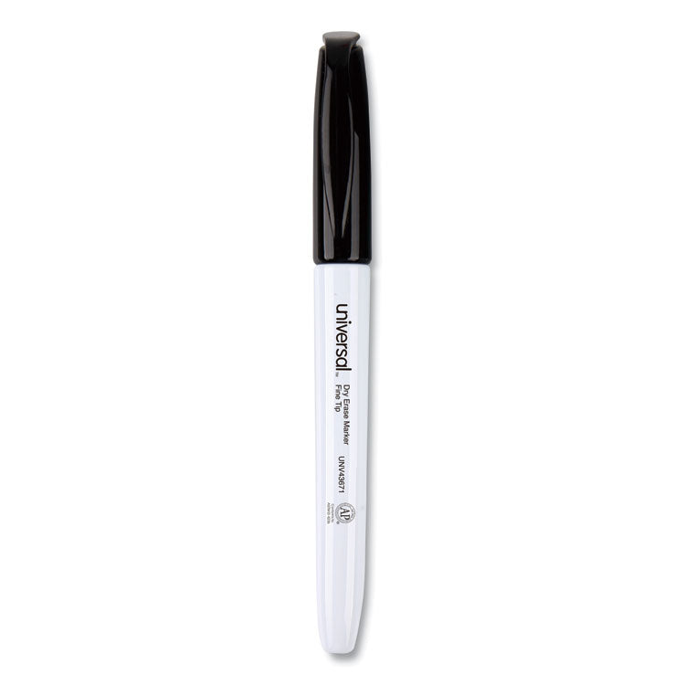 Universal - Pen Style Dry Erase Marker, Fine Bullet Tip, Black, Dozen