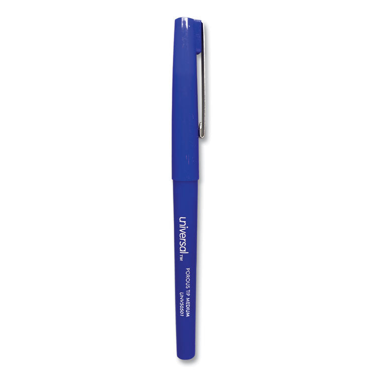 Universal - Porous Point Pen, Stick, Medium 0.7 mm, Blue Ink, Blue Barrel, Dozen