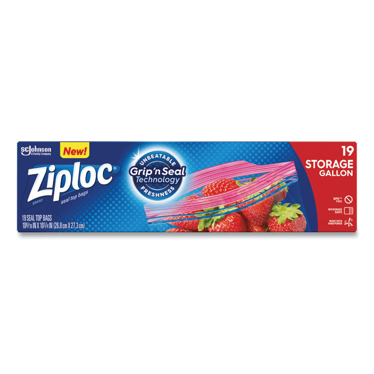 Ziploc - Double Zipper Storage Bags, 1 gal, 1.75 mil, 9.6" x 12.1", Clear, 228/Carton