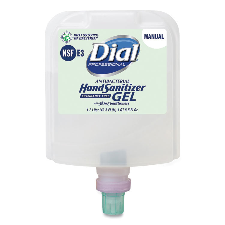 Dial Professional - Antibacterial Gel Hand Sanitizer Refill for Dial 1700 Dispenser, 1.2 L Refill, Fragrance-Free, 3/Carton (7595143)