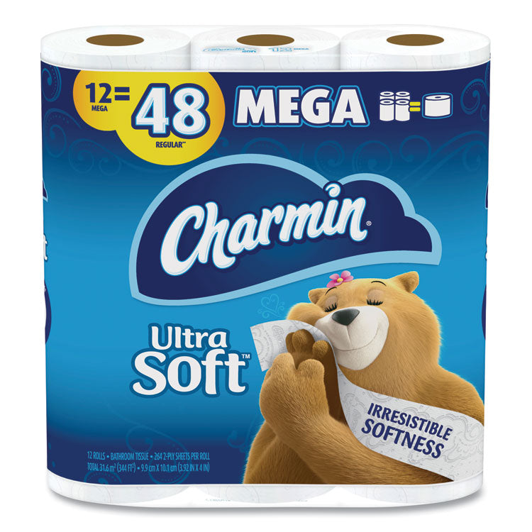 Charmin - Ultra Soft Bathroom Tissue, Mega Roll, Septic Safe, 2-Ply, White, 224 Sheets/Roll, 12 Rolls/Pack