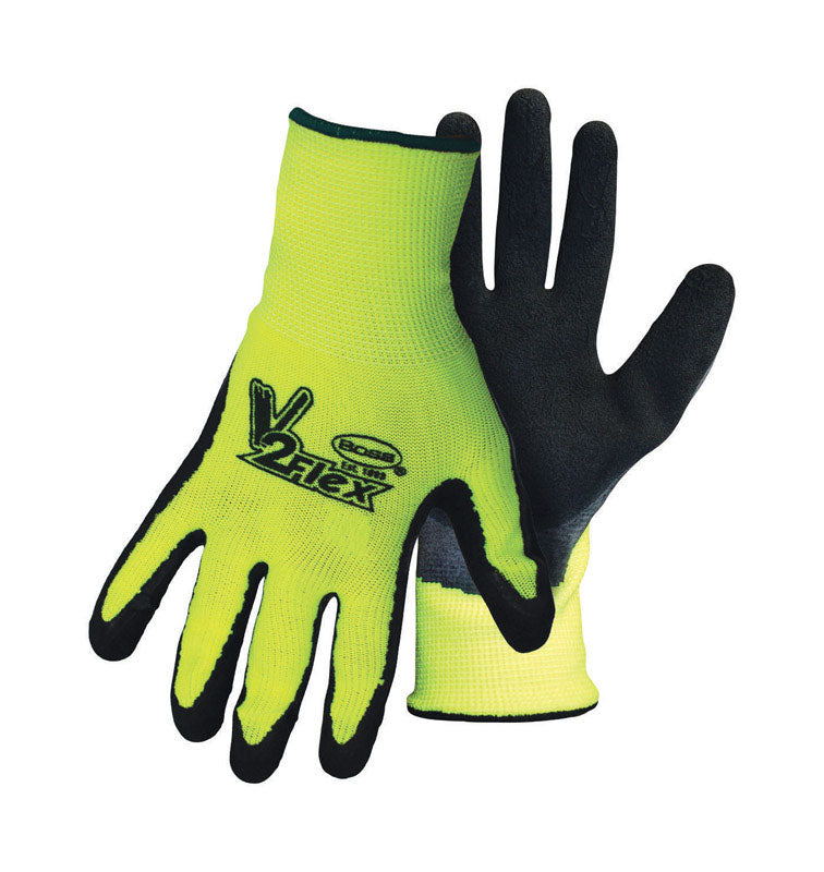 BOSS - Boss V2 Flexi-Grip Men's Indoor/Outdoor Hi-Viz Work Gloves Black/Green L 1 pair