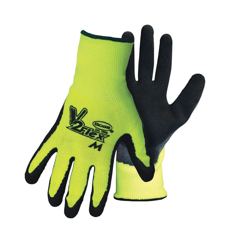 BOSS - Boss V2 Flexi Grip Men's Indoor/Outdoor Hi-Viz Work Gloves Black/Green M 1 pair - Case of 12