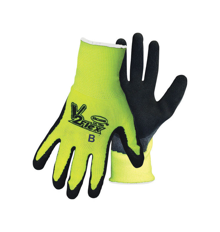 BOSS - Boss V2 Flexi Grip Men's Indoor/Outdoor Hi-Viz Gloves Black/Green S 1 pair - Case of 12