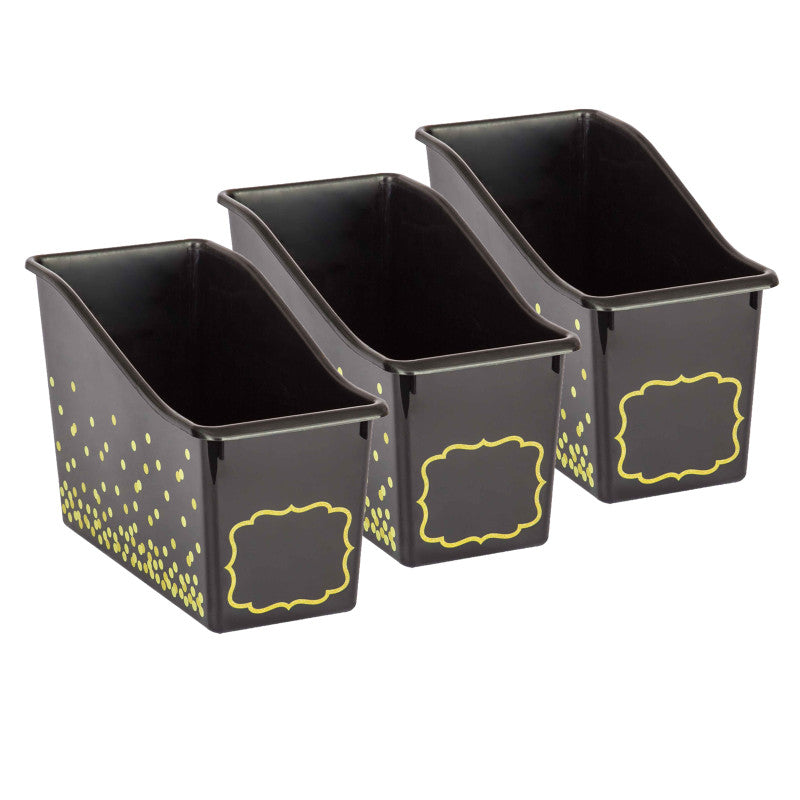 TEACHER CREATED RESOURCES - Black Confetti Plastic Book Bin, Pack of 3