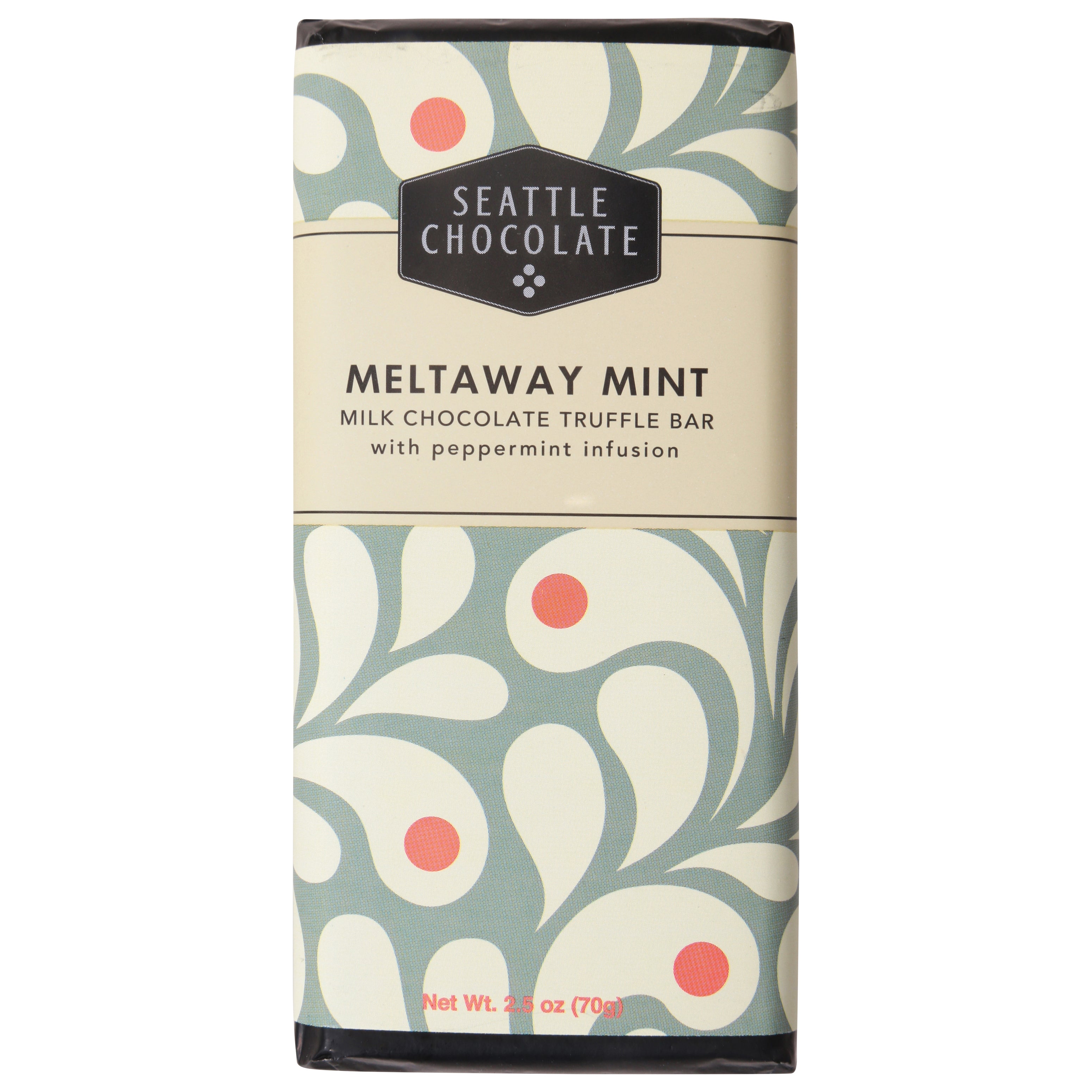 Seattle Chocolate Milk Chocolate Meltaway Mint Truffle Bar 2.5 oz - Case of 12