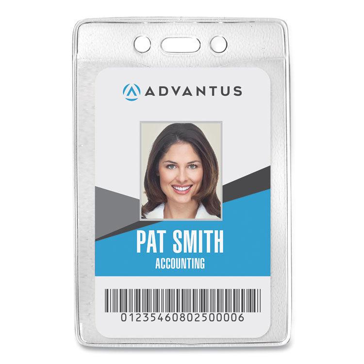 Advantus - Security ID Badge Holders, Prepunched for Chain/Clip, Vertical, Clear 2.63" x 4.38" Holder, 2.38" x 4.25" Insert, 50/Box