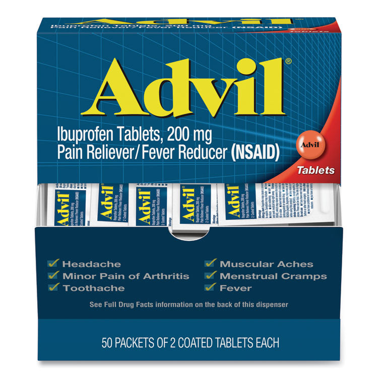 Advil - Ibuprofen Tablets, Two-Pack, 50 Packs/Box (5022785)