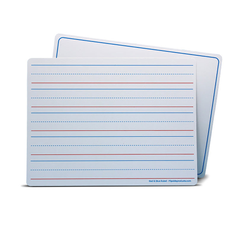 FLIPSIDE PRODUCTS - Dry Erase Learning Mat, Two-Sided Red & Blue Ruled/Plain, 9" x 12", Pack of 24