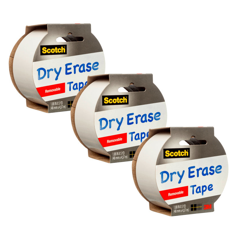 SCOTCH - Dry Erase Tape, 1.88" x 5yd, Pack of 3