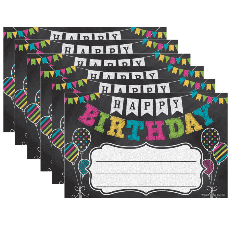 TEACHER CREATED RESOURCES - Chalkboard Brights Happy Birthday Awards, 25 Per Pack, 6 Packs