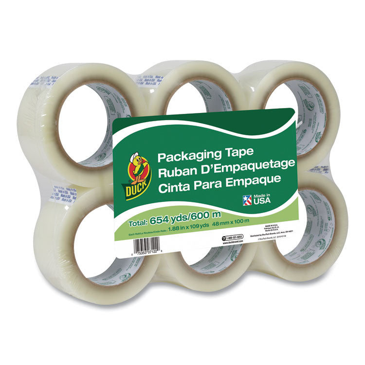 Duck - Commercial Grade Packaging Tape, 3" Core, 1.88" x 109 yds, Clear, 6/Pack