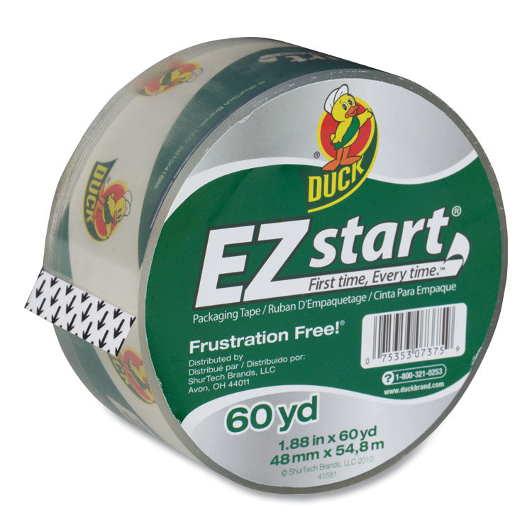 Duck - EZ Start Premium Packaging Tape, 3" Core, 1.88" x 60 yds, Clear