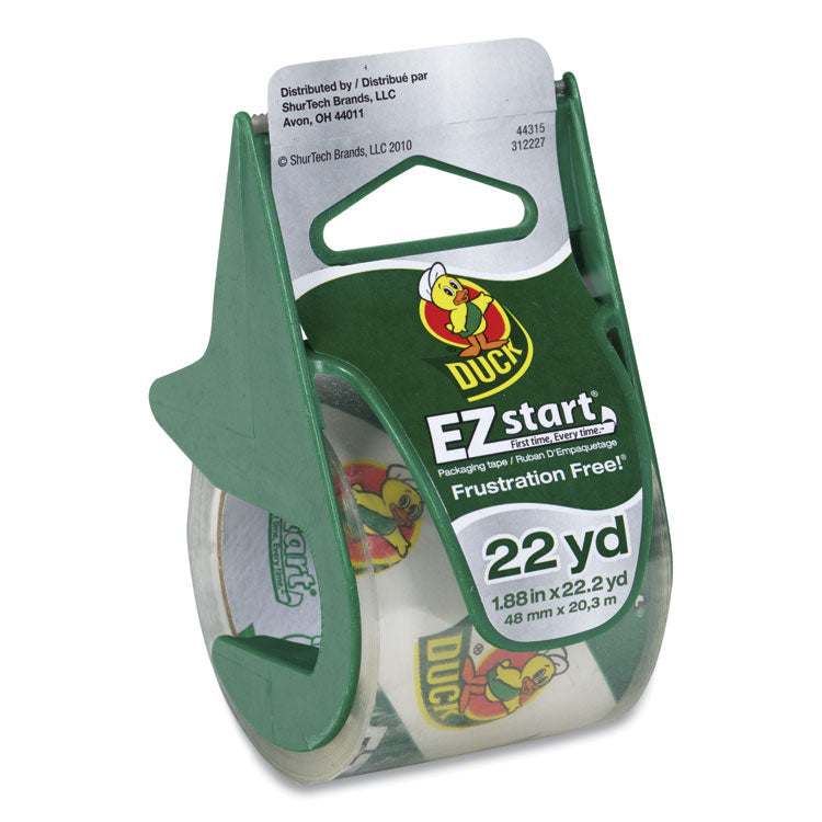 Duck - EZ Start Premium Packaging Tape with Dispenser, 1.5" Core, 1.88" x 22.2 yds, Clear