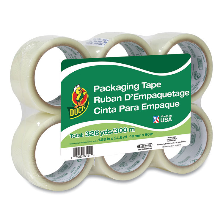 Duck - Commercial Grade Packaging Tape, 3" Core, 1.88" x 55 yds, Clear, 6/Pack