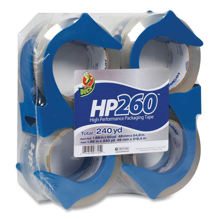 Duck - HP260 Packaging Tape with Dispenser, 3" Core, 1.88" x 60 yds, Clear, 4/Pack