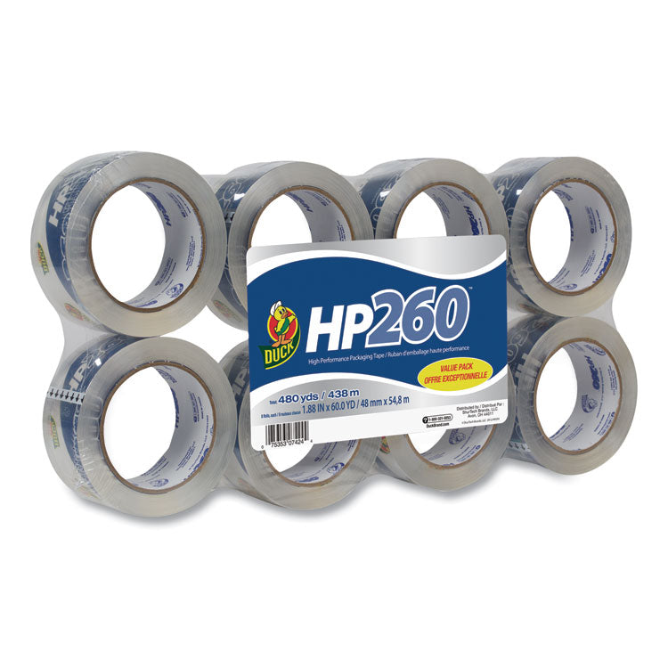 Duck - HP260 Packaging Tape, 3" Core, 1.88" x 60 yds, Clear, 8/Pack