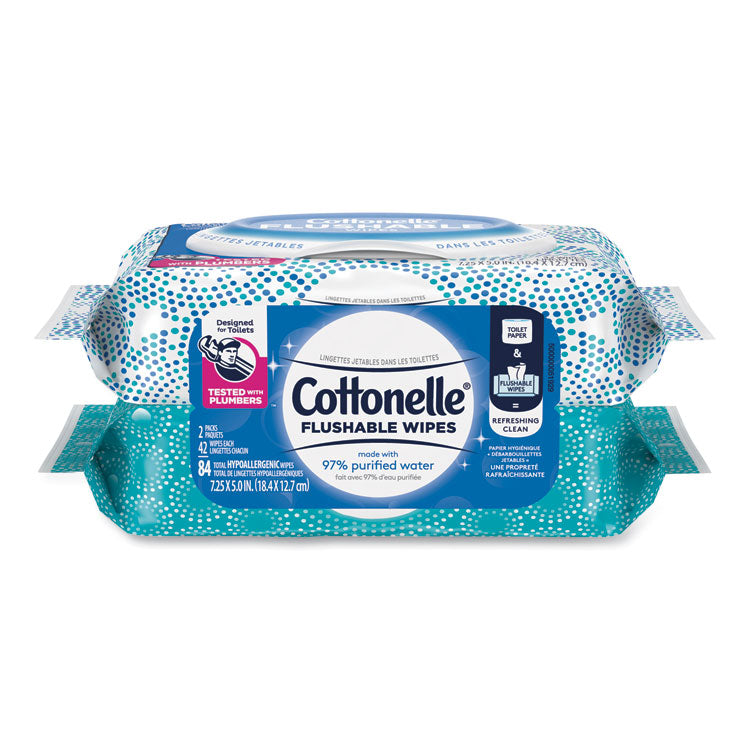 Cottonelle - Fresh Care Flushable Cleansing Cloths, 3.73 x 5.5, White, 84/Pack