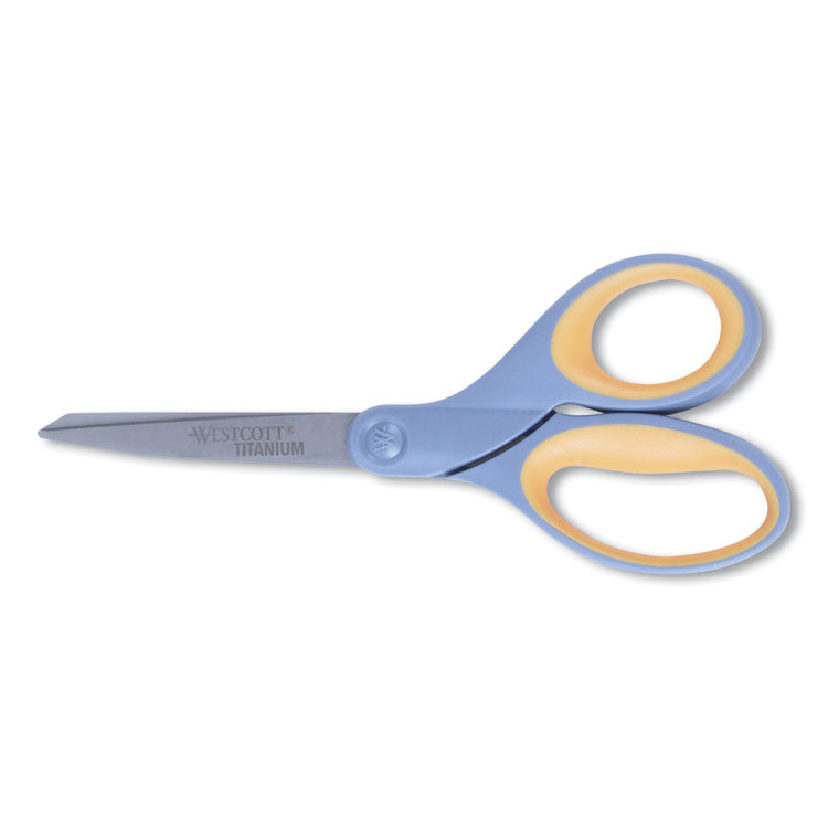 Westcott - Titanium Bonded Scissors, 8" Long, 3.5" Cut Length, Gray/Yellow Straight Handle (8962474)
